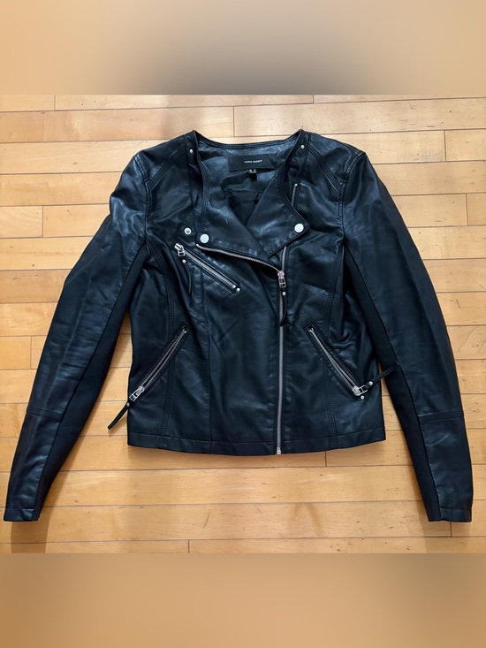 Vero Moda Jackets & Blazers - Vero Moda Black Asymmetrical Moto-Style Leather Jacket